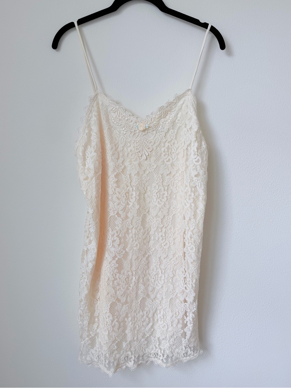 Vintage Shadowline Lace Slip Dress in Ivory/Cream